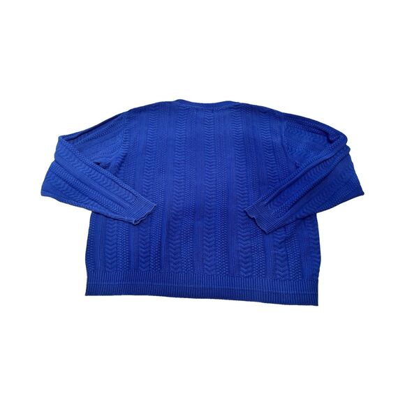 Vtg Bill Blass Mens XL Cable Knit Hand Framed USA Royal Blue Fisherman Crewneck - Picture 4 of 4